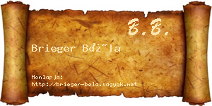 Brieger Béla névjegykártya