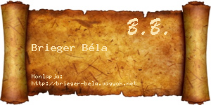 Brieger Béla névjegykártya